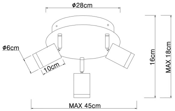 Spot JOSEBA 3xE27/60W/230V lemn negru Globo 54032-3B