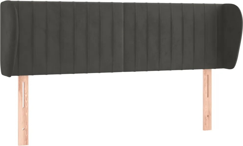 vidaXL Tăblie de pat cu aripioare gri închis 147x23x78/88 cm catifea