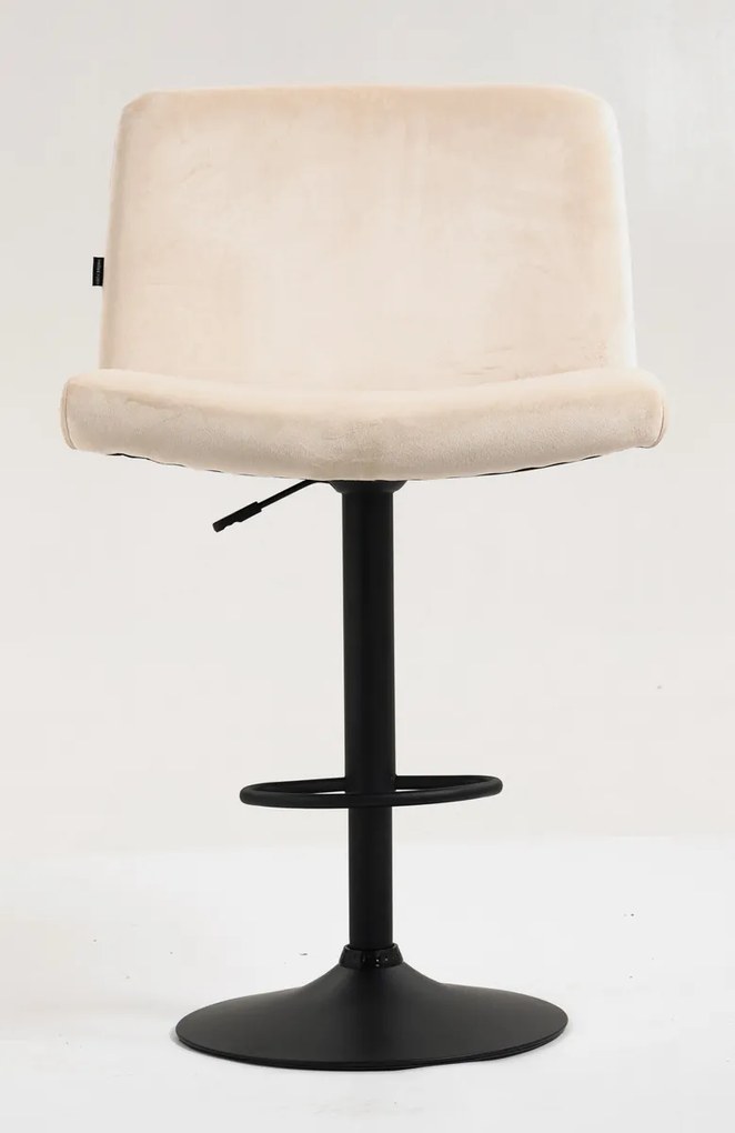 HR150W Scaun Crem din Catifea cu Bază Neagră