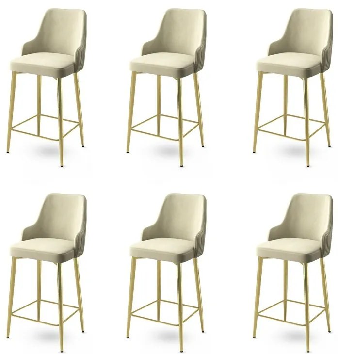 Set de scaune de bar Enox Cream and Gold, 6 buc.