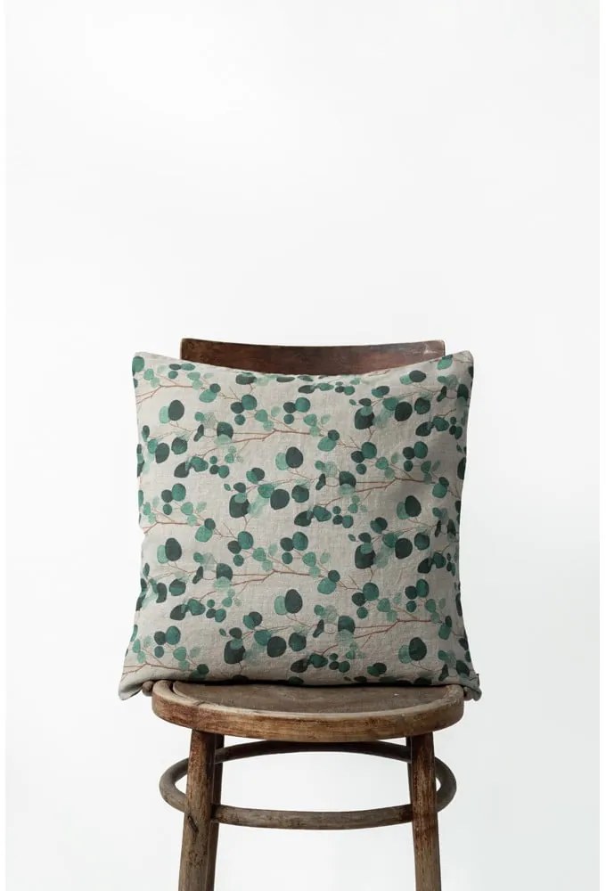 Față de pernă din in Linen Tales Natural Eucalyptus, 45 x 45 cm