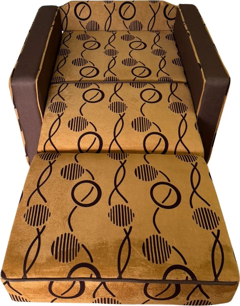 Fotoliu SAMY NEXT extensibil, cu lada de depozitare, stofa maro, cadru metalic, 103x100x92 Stofa, Maro + Bej