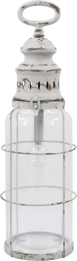 Felinar alb, din sticla, cu baterii, E12, H42cm. French Stable