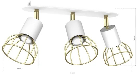 Spot DANTE 3xGU10/25W/230V alb/aurie
