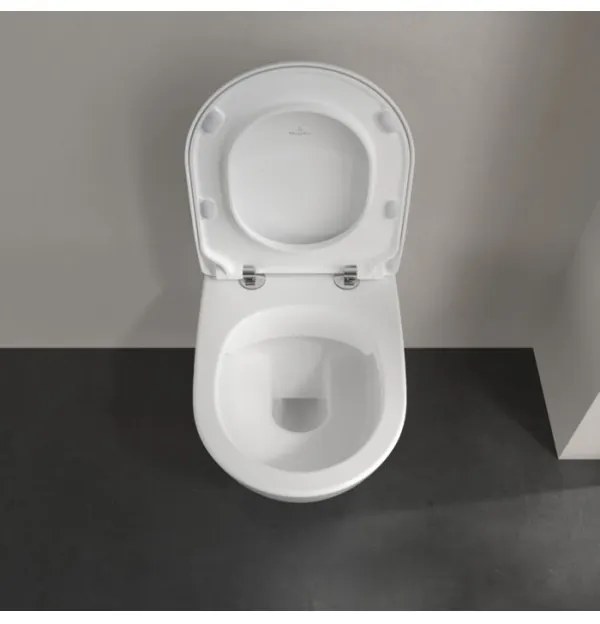 Set vas WC rimless suspendat, Villeroy&amp;Boch Subway 2.0, DirectFlush, cu capac inchidere lenta, 37x56cm, Alb Alpin, 5614R201