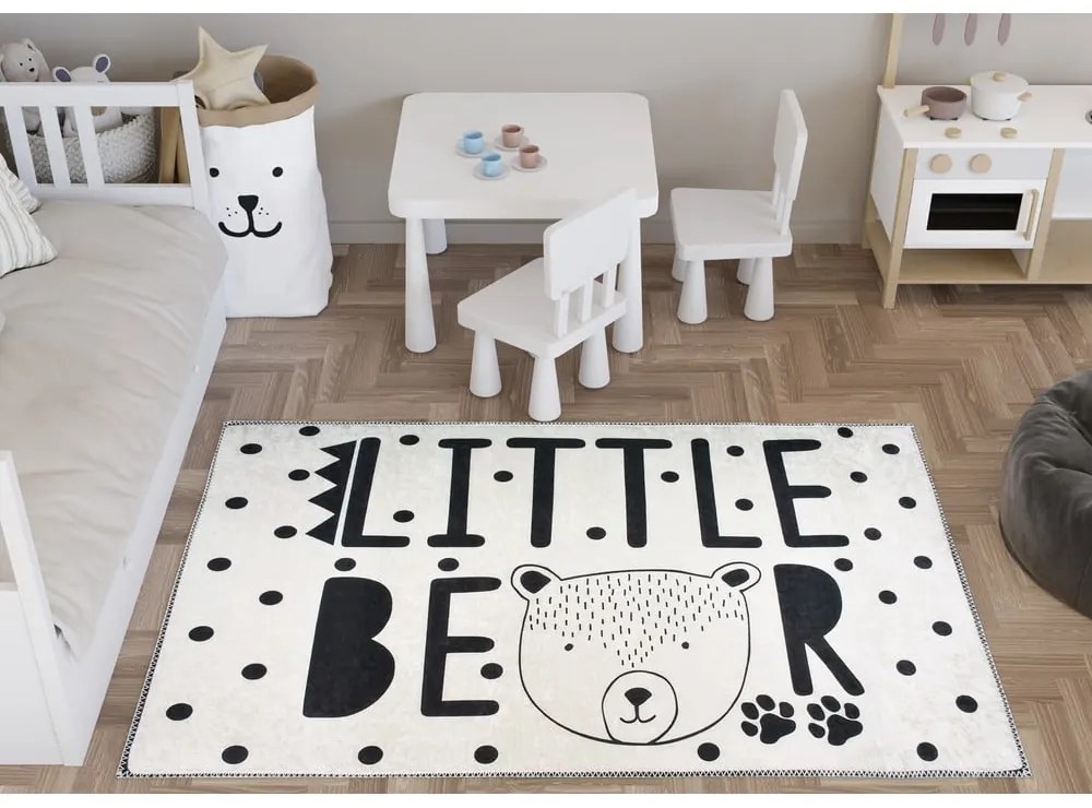 Covor pentru copii alb-negru lavabil 120x180 cm Little Bear – Vitaus