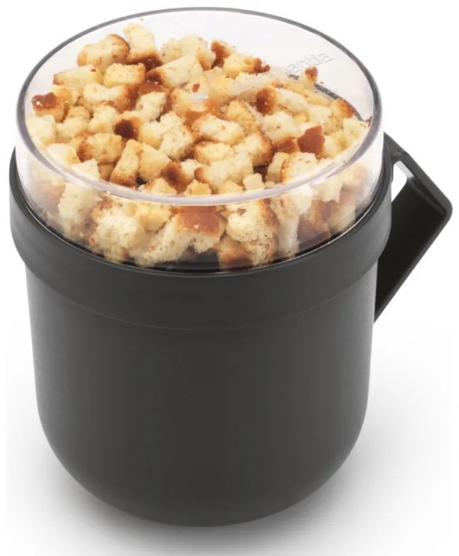 Cana pentru supa cu capac Brabantia Make&Take 1006293, 600+180 ml, Capac cu infiletare, Fara BPA, Gri