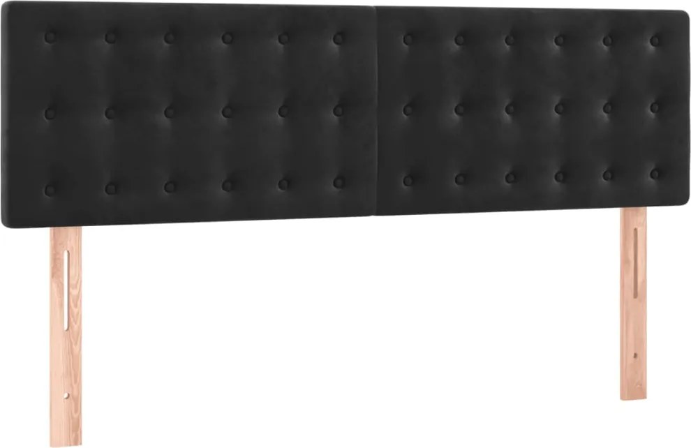 vidaXL Tăblii de pat, negru, 144x5x78/88 cm, catifea