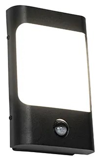 Aplică neagră cu LED inclus IP44 cu senzor de mișcare - Khuvan
