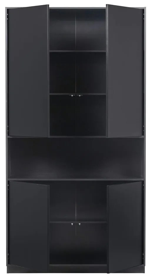 Bibliotecă modulară neagră din lemn masiv de pin 190x210 cm Finca – WOOOD