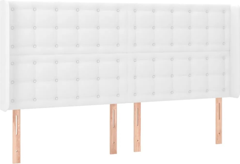 vidaXL Tăblie de pat cu aripioare, alb, 203x16x118/128 cm, piele eco