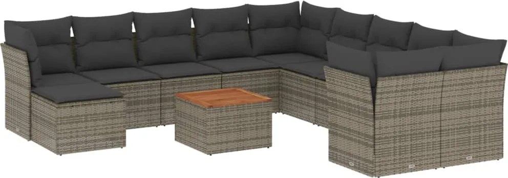 vidaXL Set canapea de grădină cu perne, 12 piese, gri, poliratan