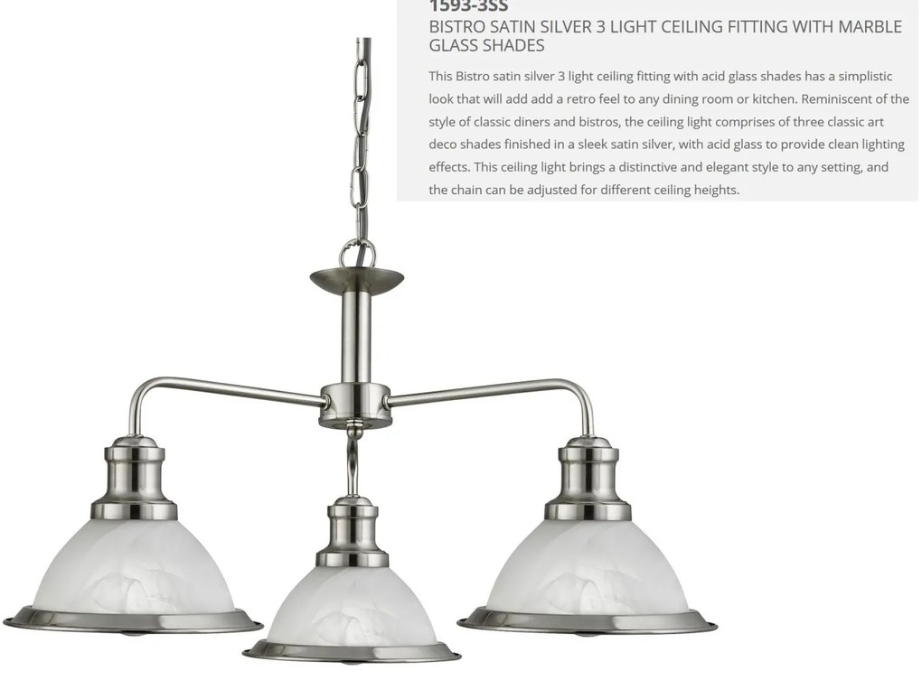 Lustra suspendata design clasic Bistro argintiu satin 1593-3SS SRT