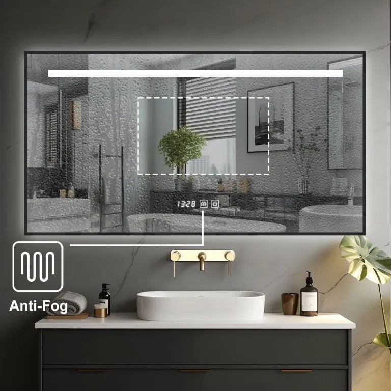 IREDA Oglindă de baie cu iluminare LED, 100 x 75 cm