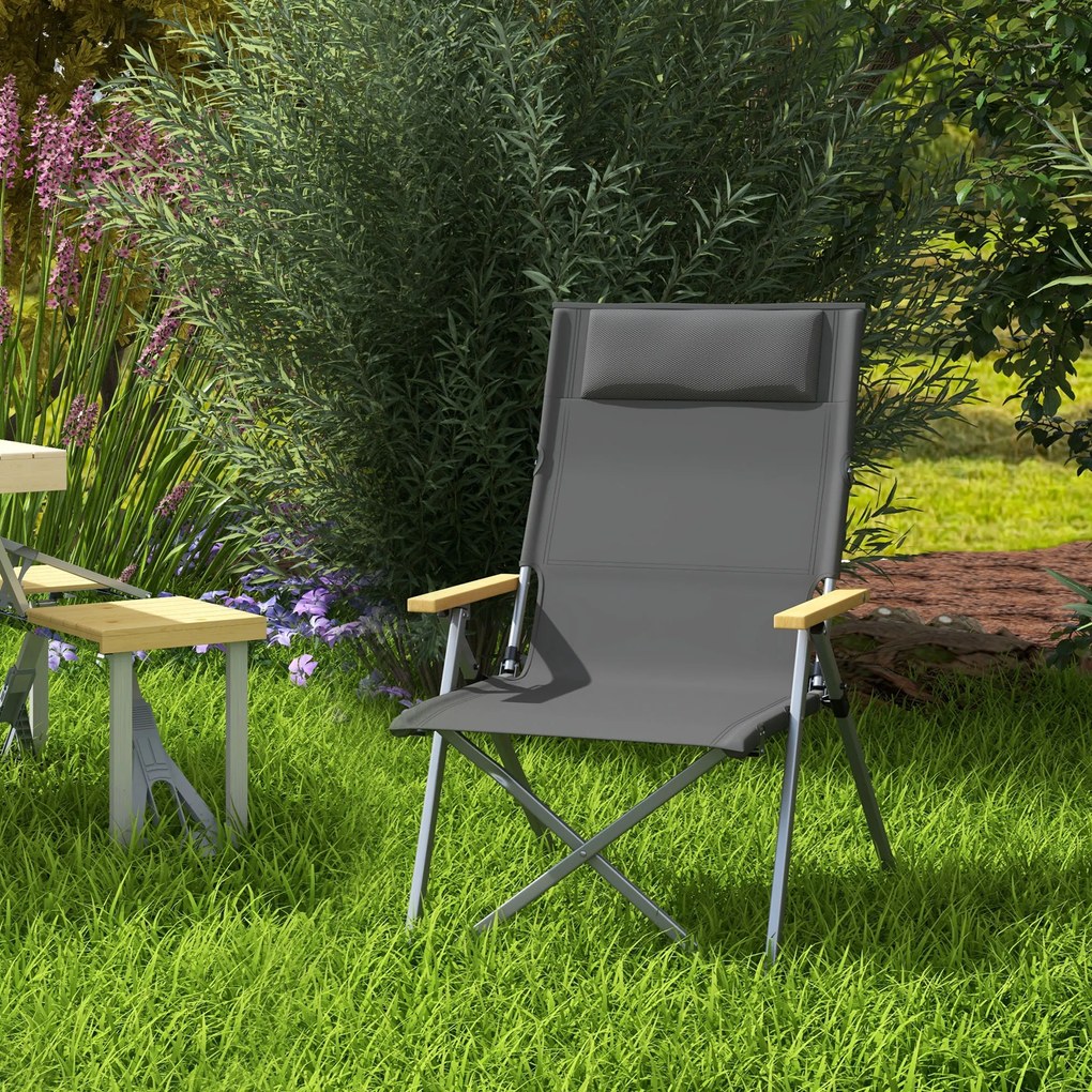 Outsunny Scaun de camping portabil cu spătar reglabil pe 4 nivele