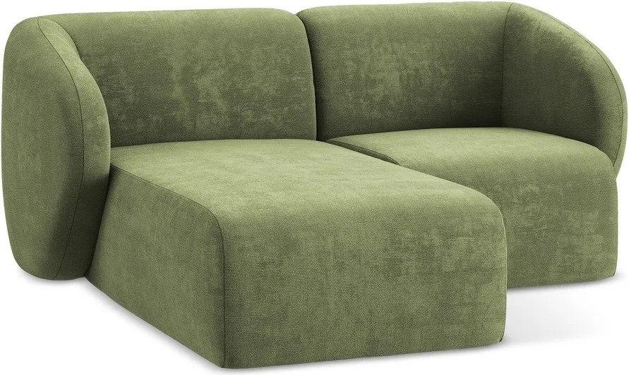 Colțar verde cu tapițerie din chenille (cu colț pe partea stângă/cu șezlong) Lani – Makamii