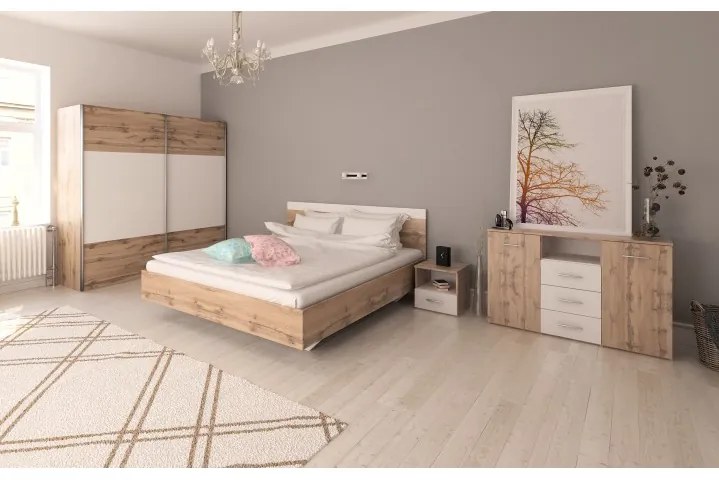 Noptieră (2 buc) Gaila (stejar wotan + alb). 1015393