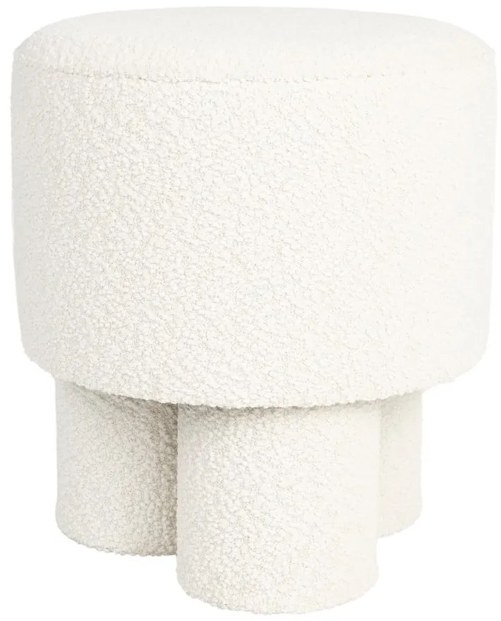 Taburet alb cu tapițerie din țesătură bouclé Marcos – White Label