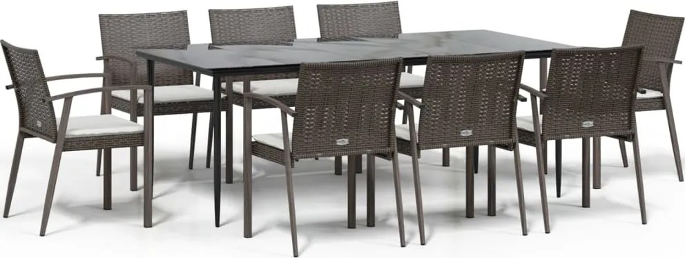 vidaXL Set mobilier de grădină cu perne, 9 piese, poliratan și oțel