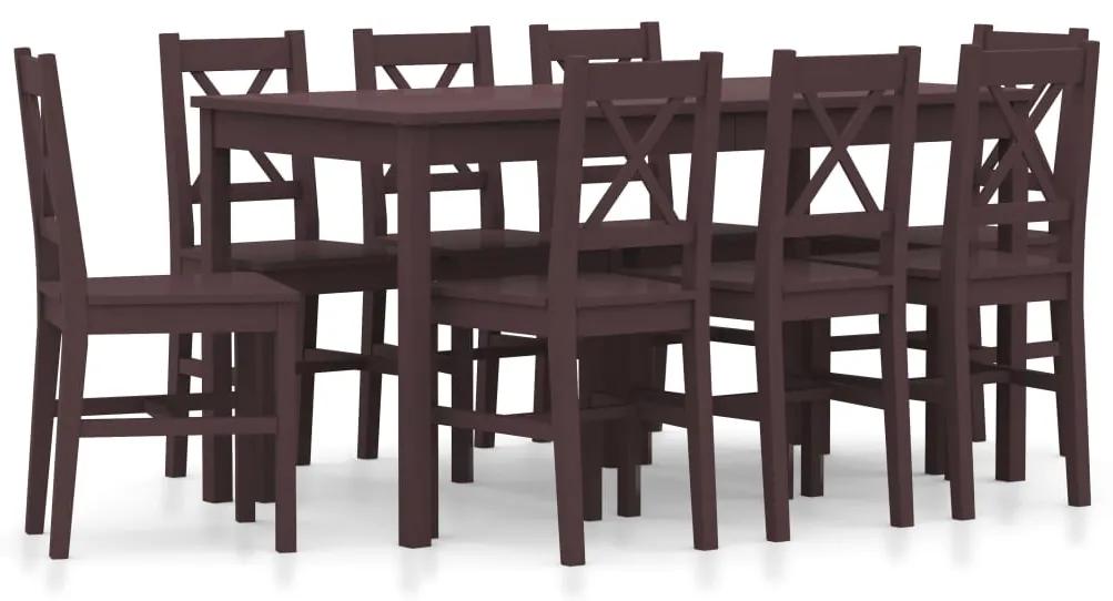 283383 vidaXL Set mobilier de bucătărie, 9 piese, maro închis, lemn de pin