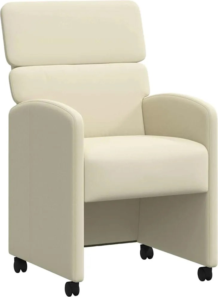 vidaXL Scaune de dining cu roți cu roți 2 pcs Crem 58 x 65 x 98 cm