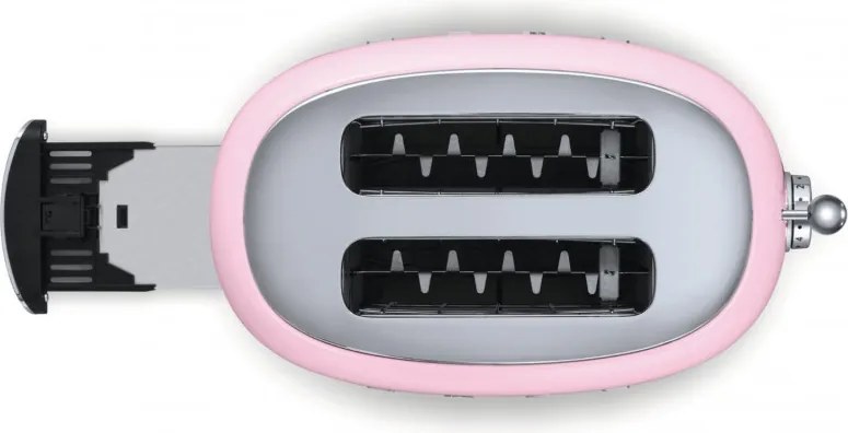 Prajitor de paine SMEG 50's Style TSF01PKEU, 950 W, 2 felii, 6 trepte, Tava pentru firimituri, Cablu integrat, Otel inoxidabil, Roz