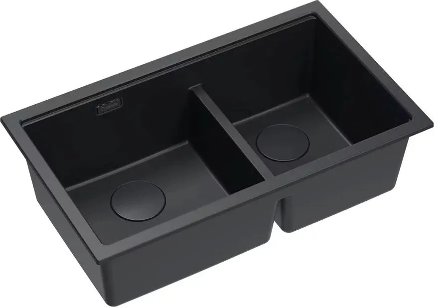Chiuveta compozit incastrata Quadron Logan 120 negru pure carbon 76x45 cm