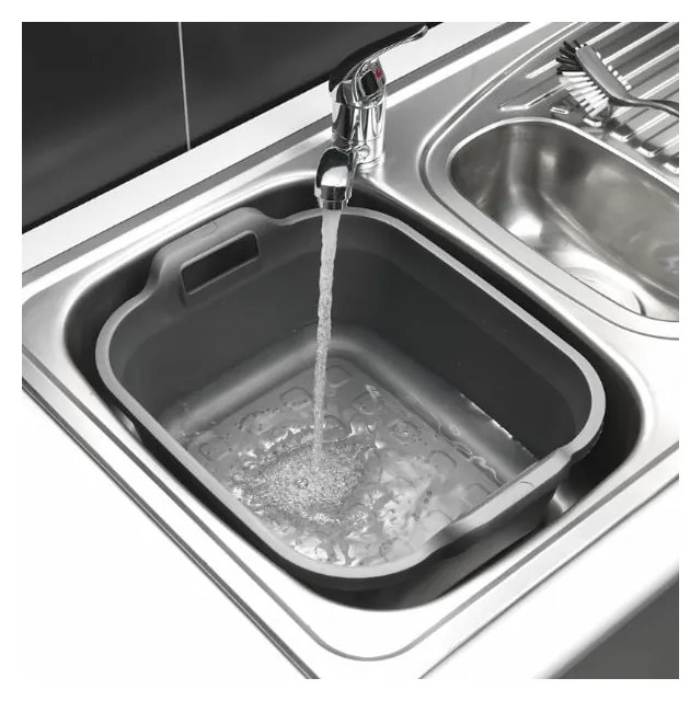 Lighean din plastic cu două mânere Addis, 39 x 32 x 14 cm, gri metalic