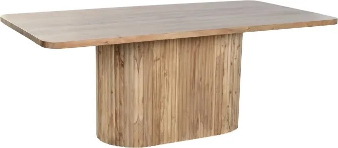 Masă dining din lemn de acacia, natur, 10 locuri, cu picior central, 76 x 200 x 100 cm, „Brindle”