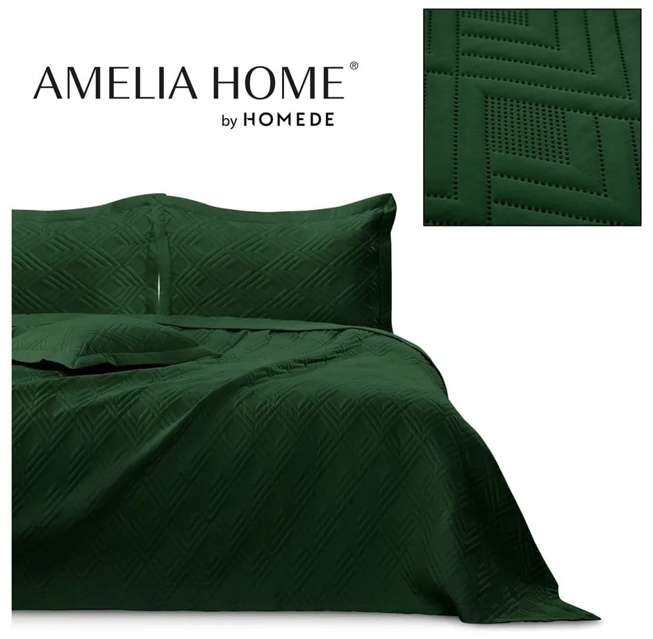 Cuvertură verde-închis matlasată din microfibră 170x210 cm Ophelia – Restilo
