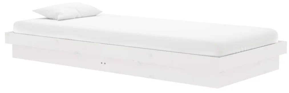 819893 vidaXL Cadru de pat, alb, 90x200 cm, lemn masiv de pin