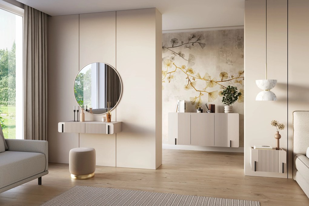 Comodă suspendată Malmi 150 cm cu trei uși - cașmir / negru