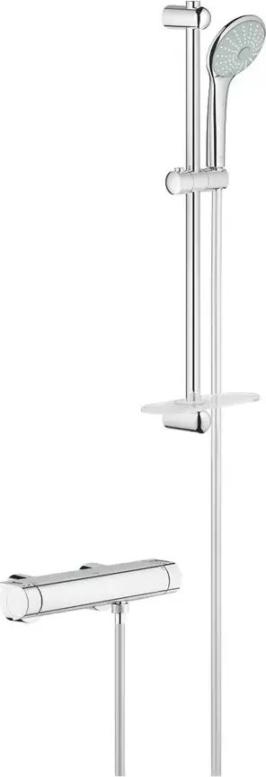 Baterie dus termostatata Grohe Grohtherm 2000 cu set de dus Euphoria crom lucios