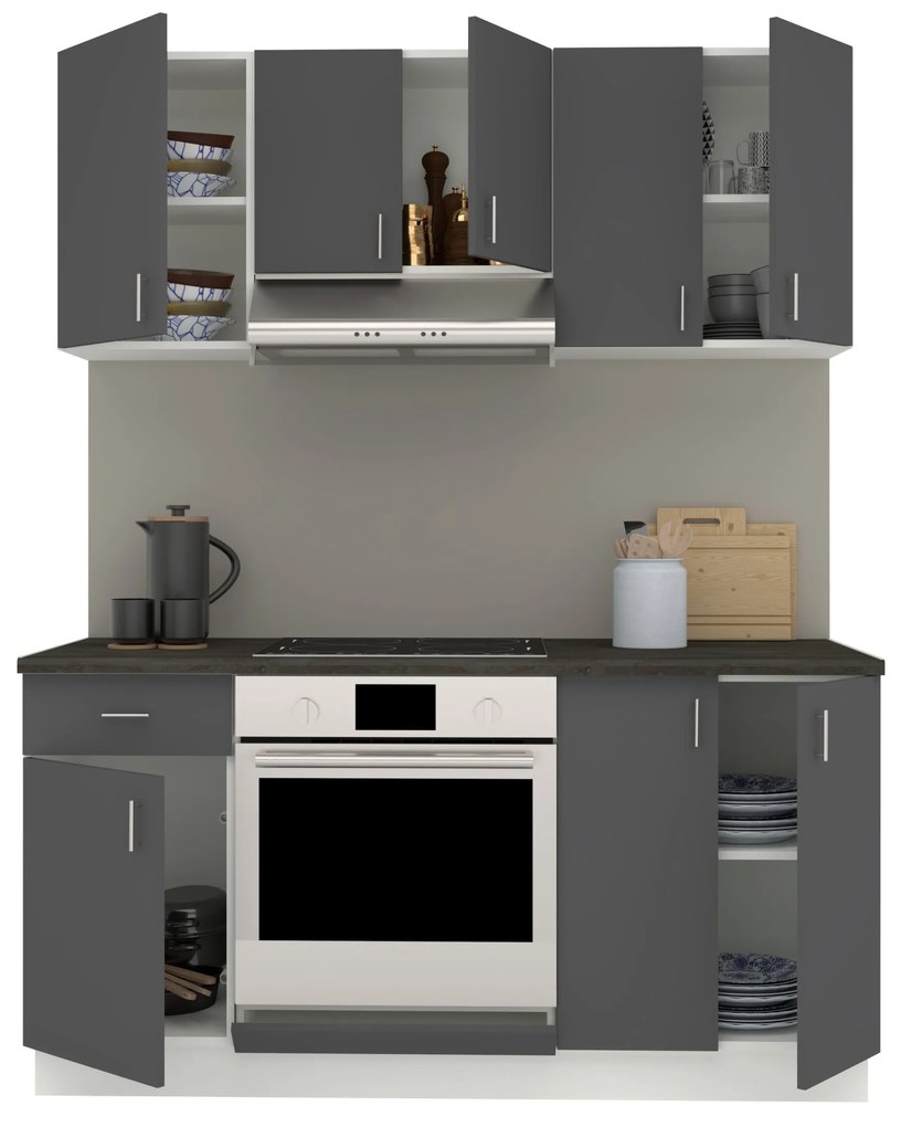 Set Bucatarie Karo V6, Antracit/Alb, Blat Thermo 28 mm, L 160 cm