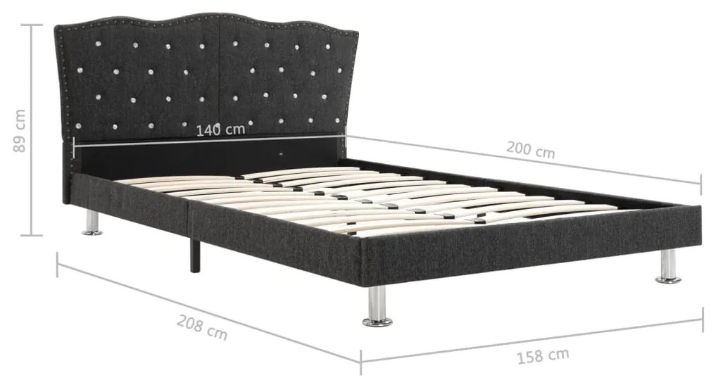 Cadru de pat, gri inchis, 140 x 200 cm, material textil Morke gra, 140 x 200 cm, tesatura, nu