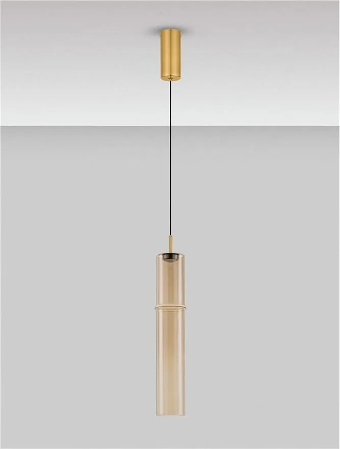 Pendul LED modern, Metal, Sticla, Cognac, SANO