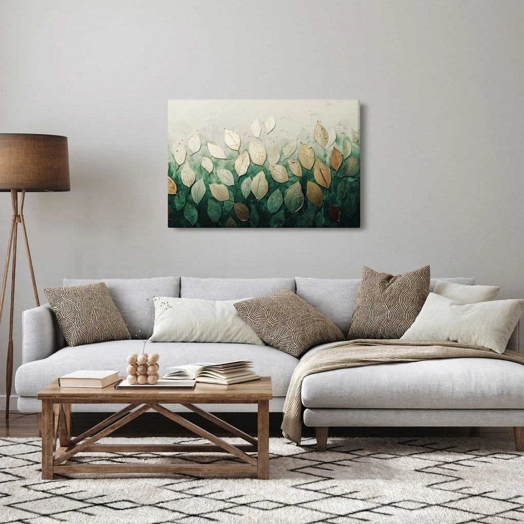 Tablou - Frunze verzi-aurii (90x60 cm)