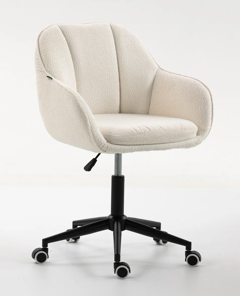 HR2055K Scaun Crem din Boucle cu Bază Neagră