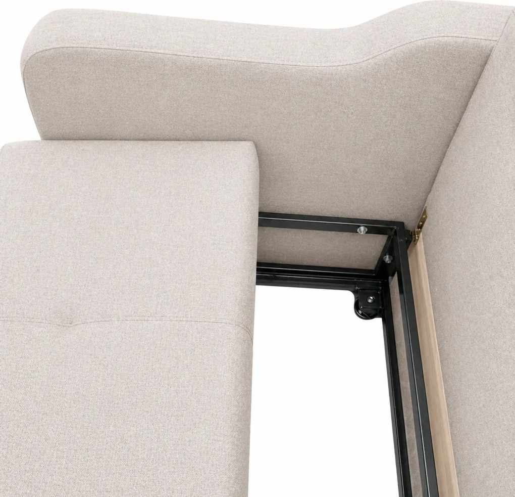 Canapea SAMY extensibila, 2 locuri, cu lada de depozitare, bej , cadru metalic , 152x100x92 Bej, Stofa
