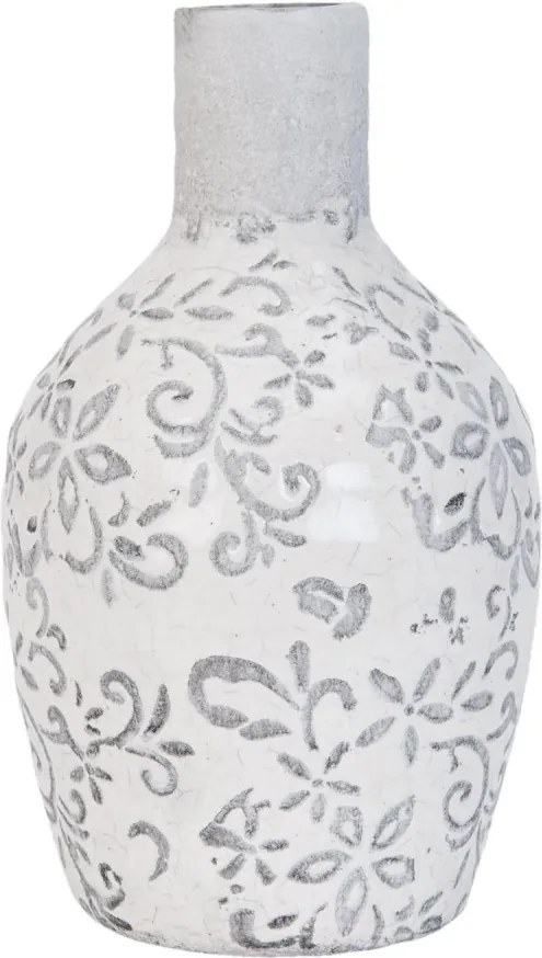 Vaza pentru flori ceramica alba gri Ø 9 x 18 cm
