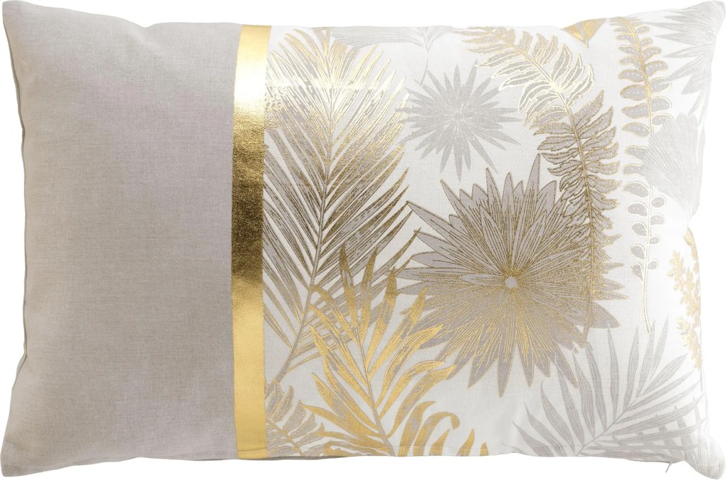 Pernă lungă decorativă, frunze aurii, 40 x 60 cm