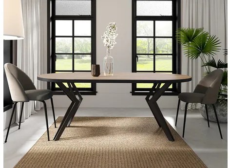 Masă sufragerie extensibilă Relkona (Negru + Marmură bianco) (pentru 2-6 persoane). 1105406
