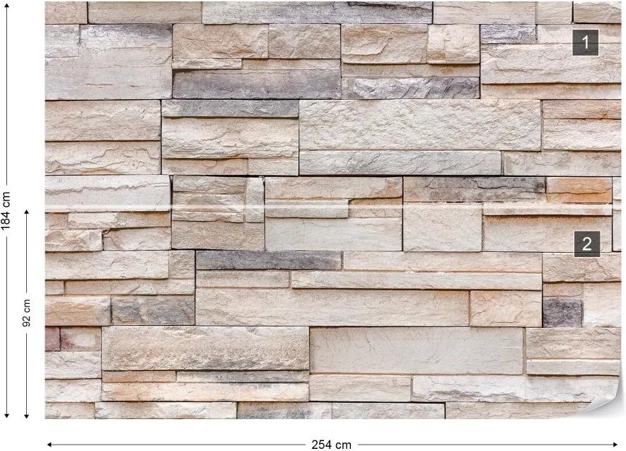 GLIX Fototapet - Light Stone Wall Texture Vliesová tapeta  - 254x184 cm