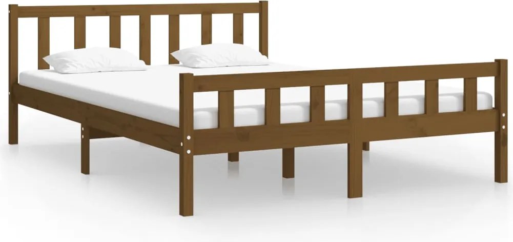 vidaXL Cadru de pat King Size, maro miere, 150x200 cm, lemn masiv
