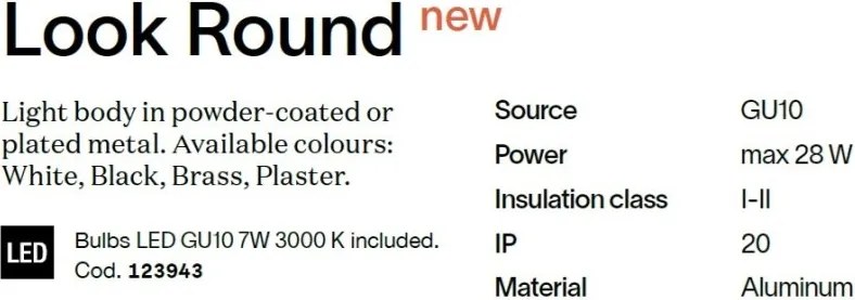 Spot aplicat tavan LOOK PL1 ROUND D60 H100 NERO