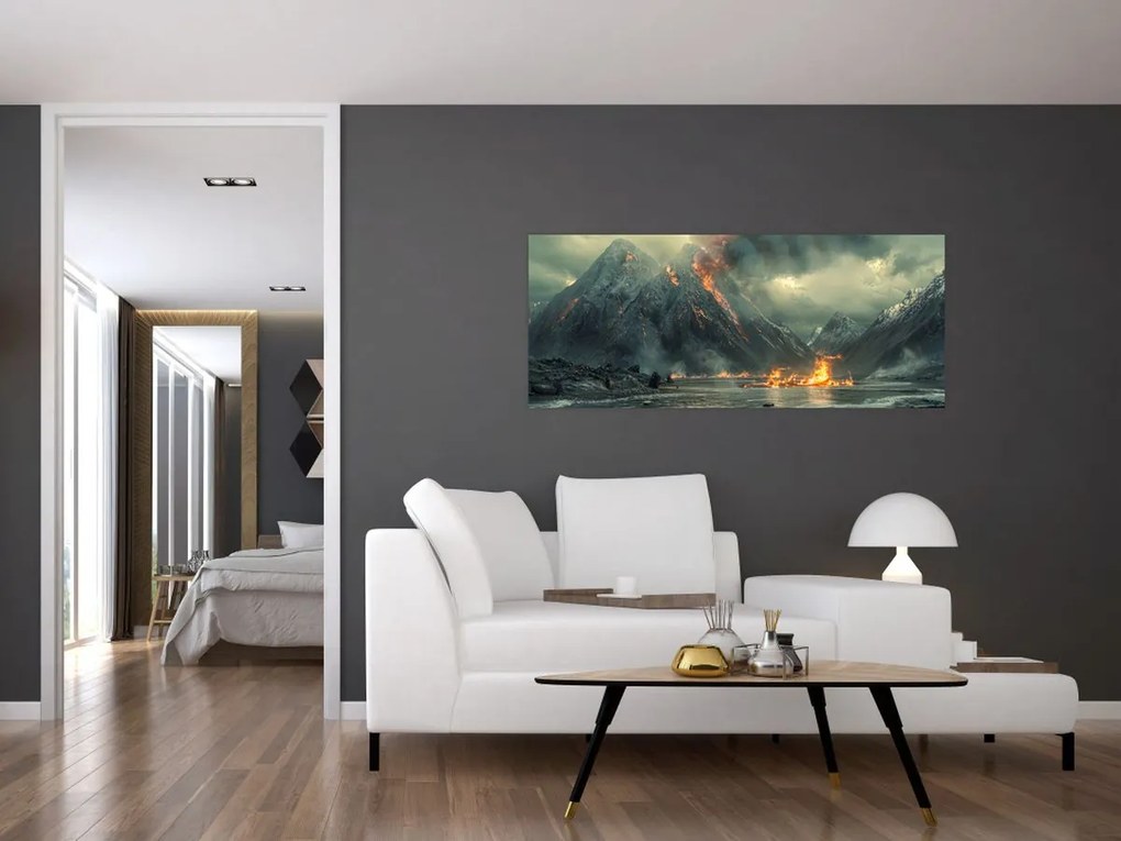 Tablou - Erupție vulcanică (120x50 cm)