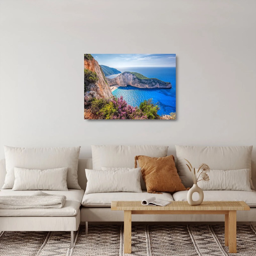 Tablou pe sticlă - Plaja Navagio, Grecia (70x50 cm)