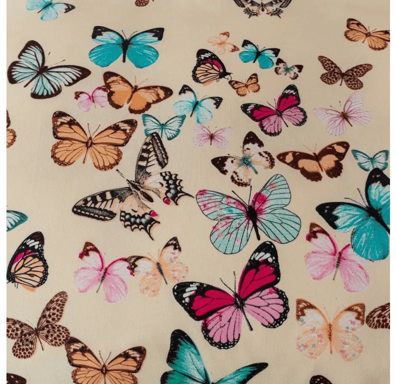 Lenjerie de pat din microfibra flanel VIVA BUTTERFLY crem Dimensiune lenjerie de pat: 2 buc 70 x 90 cm | 200 x 220 cm