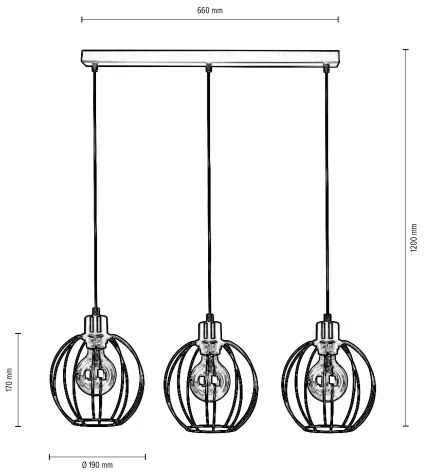 Lustră pe cablu Spot-Light DO15659304 BERIS 3xE27/60W/230V