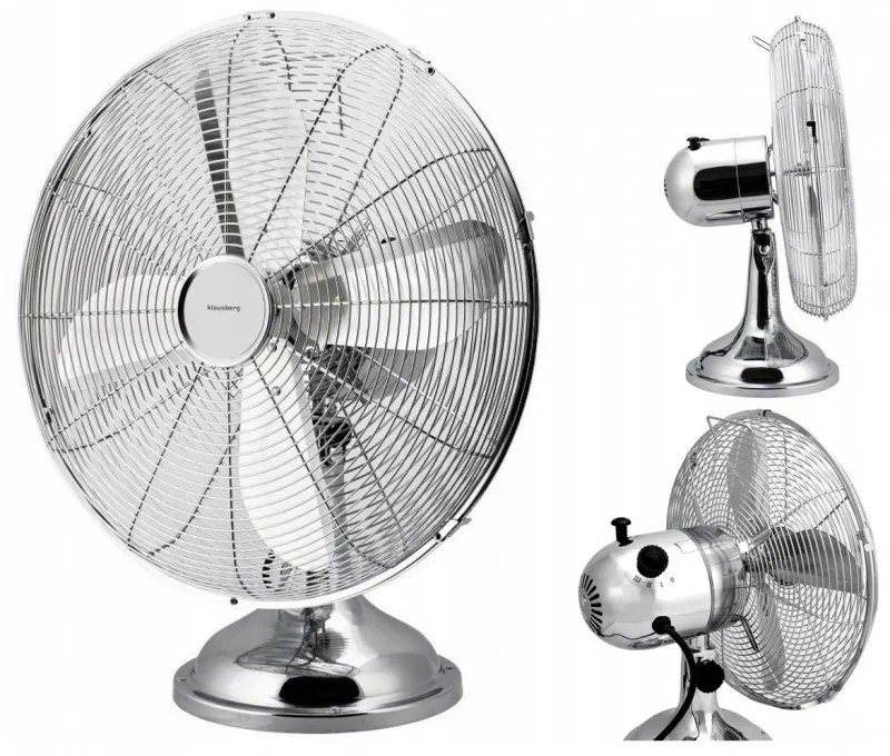 Ventilator de masa Klausberg KB 7538, 40 cm, 55 W, Otel inoxidabil, Oscilatie, 3 viteze, Inox